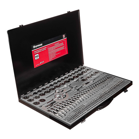 ЕРМАК Набор метчиков и плашек 110пр., сталь 9ХС