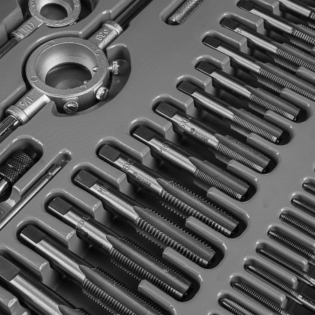 ЕРМАК Набор метчиков и плашек 110пр., сталь 9ХС