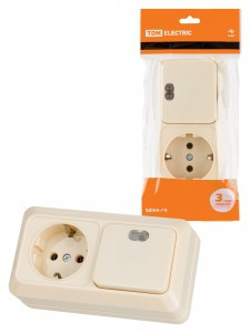 TDM Ладога блок горизонт. (роз. 1 мест. 16А (земля) + выкл. 1 кл. с/п 10А) ОУ сл.кость SQ1801-0203