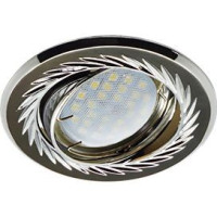 &quot;Ecola KL6A MR16 GU5.3 св-к литой повор.гравир.Листья по Кругу Черн.-Хром/Хром 23x86 FC1616EFY (10!)