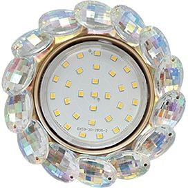 Ecola GX53 H4 5342 св-к Стекло Круг больш. хрусталики Прозр.искристый/Зол. 56x125 FM53RVECB (10!)