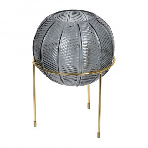 Ваза стеклянная круглая Irida на подставкt 20x28см графитовая QWERTY