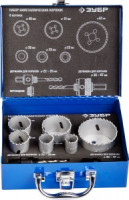 Набор ЗУБР "ЭКСПЕРТ": Коронки биметаллические, глубина сверления до 38мм, d 22,25,35,40,51,67мм