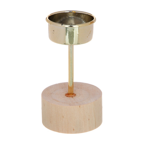 Подсвечник металлический с деревянный держателем, 5х10,5 см