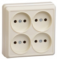 IEK ОКТАВА роз. ОУ 4 мест. без з/к 10А КРЕМ РС24-2-ОК