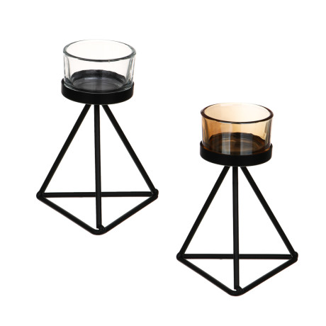 Подсвечник металл со стеклом, 9х9х10 см