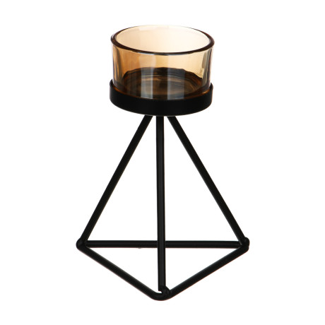 Подсвечник металл со стеклом, 9х9х10 см