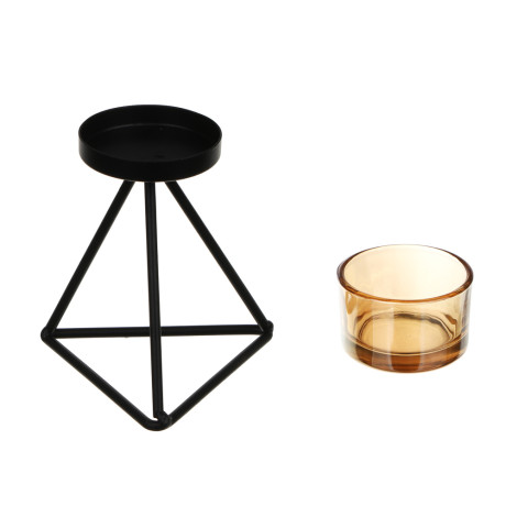 Подсвечник металл со стеклом, 9х9х10 см