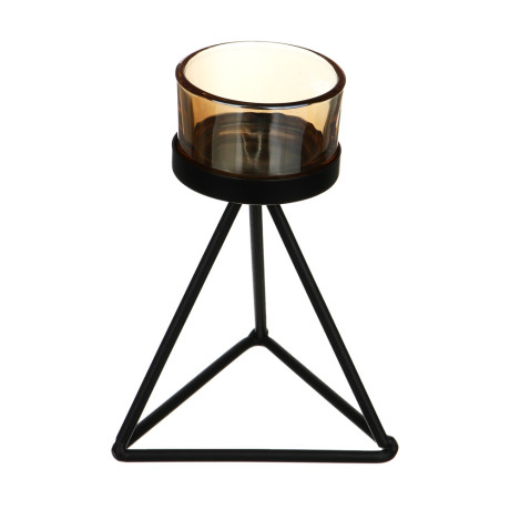 Подсвечник металл со стеклом, 9х9х10 см