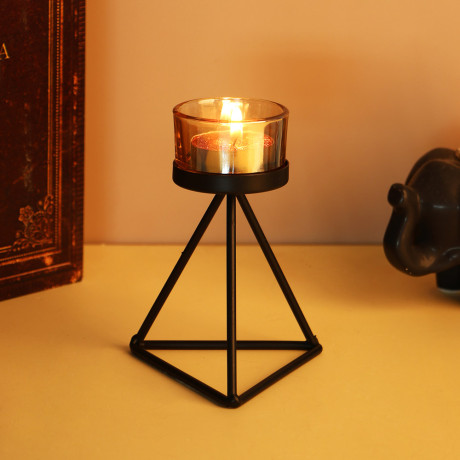 Подсвечник металл со стеклом, 9х9х10 см