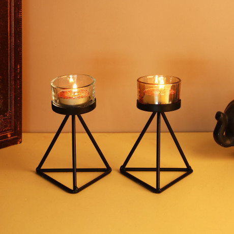 Подсвечник металл со стеклом, 9х9х10 см