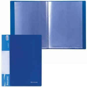 Папка  10 вклад. BRAUBERG "Стандарт" синяя, 0,5мм