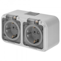 Bylectrica ПРАЛЕСКА АКВА роз. ОУ 2 мест. 16А земля, прозр. крышка IP54 серый (РА16-303 (02))