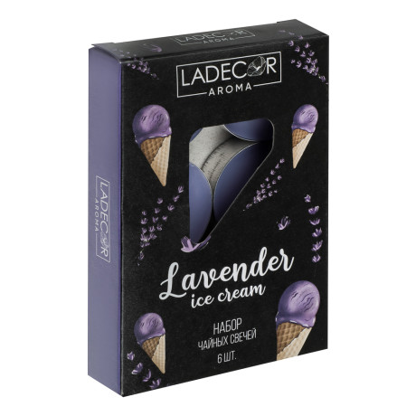 LADECOR Набор свечей чайных ароматических, 6шт, парафин, аромат лаванда