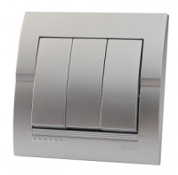 Lezard DERIY выкл. СУ 1 кл. 10А тройной двойной металлик серый