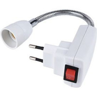 Ecola патрон-переходник вилка-патрон E14 гибкий 150мм с выключателем Белый APF4NWEAY (30!)