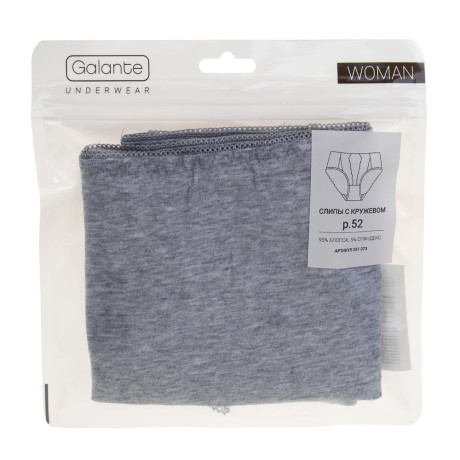 GALANTE Трусы женские макси с кружевом, р.52, 95%хлопок, 5%спандекс, цв.серый, НБ25-16