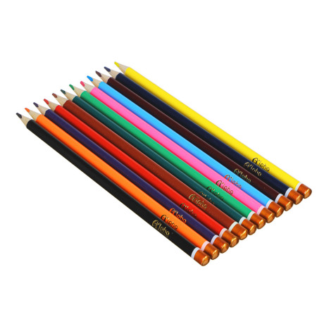 ClipStudio Карандаши 12 цветов "Альфа" 3-гранные заточ., дерево, 2М, улучш.прокрас, к/к, ПРЕМИУМ