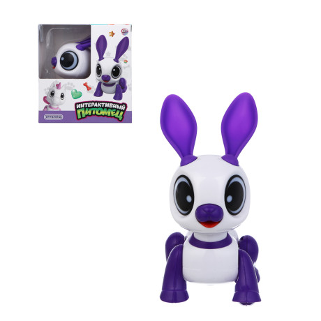 ИГРОЛЕНД Игрушка "Интерактивный питомец" зайчик, ABS, звук, свет, движ., 2хAAA, 12,5х8х13,5 см