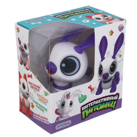 ИГРОЛЕНД Игрушка "Интерактивный питомец" зайчик, ABS, звук, свет, движ., 2хAAA, 12,5х8х13,5 см