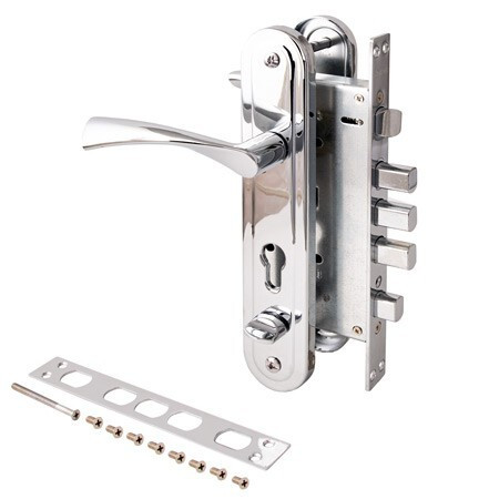 Замок врез Т-0523-С-СR-R AVERS (хром) с ручками (с задвижкой) б/цил  \10