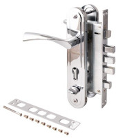 Замок врез Т-0523-С-СR-R AVERS (хром) с ручками (с задвижкой) б/цил  \10