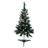 Ель искусственная с заснеженными кончиками и шишками 80см, 102 ветки, ПВХ, 26-25