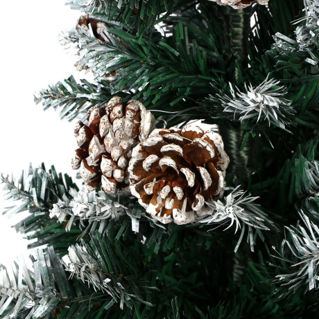Ель искусственная с заснеженными кончиками и шишками 80см, 102 ветки, ПВХ, 26-25