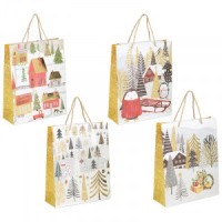 Пакет подарочный "Новогодние забавы" размер L (12шт!) Волшебная страна