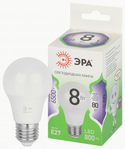 ЭРА GREEN LINE лампа св/д ЛОН E27 A60 8W(800lm) 6500K 6K A60-8W-865-E27 GL 61x140 67142