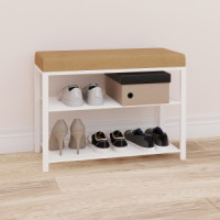 Банкетка Торонто 23S, каркас белый, сиденье бежевое, 67*30*49см, до 120кг БТ23СББ под заказ ЗМИ