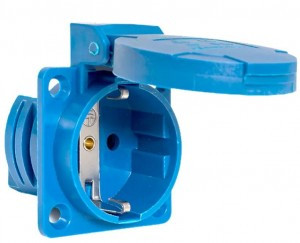 EKF розетка силовая CEE (разъем) 112 щитовая скрытая с крышкой 2Р+PЕ 16А 220В IP44