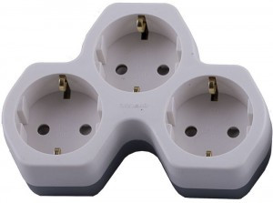 STEKKER разветвитель (тройник) 3роз. 16A земля бел./серый ADP16-13-20 32871