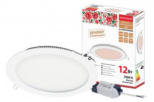 TDM св-к встр. св/д даунлайт (панель) СВО 12W 720lm 3000K 2K 168х21мм драйв, белый, алюм SQ0329-0095