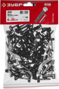 Дюбель ЗУБР под хомут-стяжку ДХС, 6 x 35 мм, 100 шт, нейлоновый