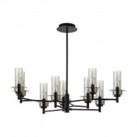 LUMION 6555/9C CLASSI LN25 черн./дымчатый/мет./стекло люстра E14 9x40W 220V MADONNA