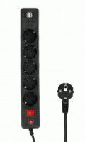 Гарнизон Сетевой фильтр (удл.) 5роз. 1.8м 10А 2xUSB земля, черный, пакет ECL-5-U2-B-1.8