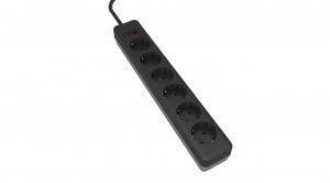 LEEK сетевой фильтр ПВС 3х0.75 6роз. 1,8м 10А черный/серый, земля, выкл 70201-0016