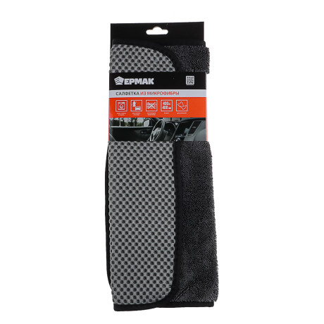 ЕРМАК Салфетка из микрофибры, 2-х сторонняя, густой ворс+ текстура, 40Х40 см