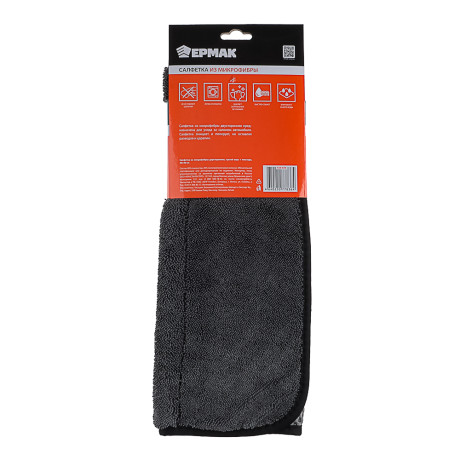 ЕРМАК Салфетка из микрофибры, 2-х сторонняя, густой ворс+ текстура, 40Х40 см