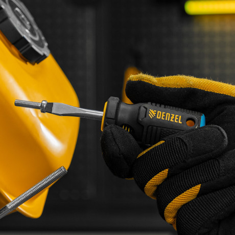 Отвертка SL6x38 мм, CrV, трехкомпонентная рукоятка Denzel