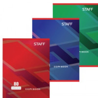 Тетрадь 80л., А4, STAFF, эконом, офсет №2, 60 г/м2, клетка, обл. мелов. карт., &quot;Стандарт&quot;, 402650