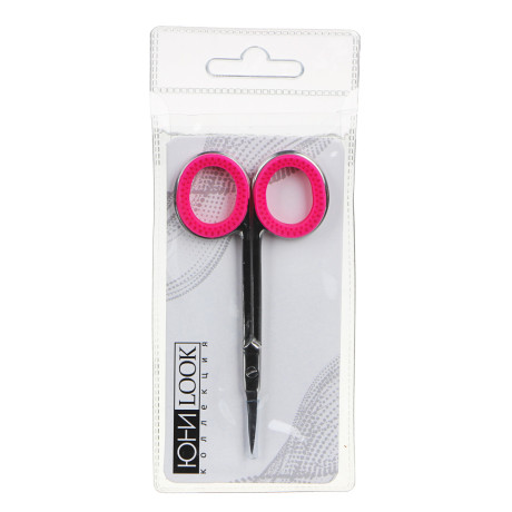 ЮНИLOOK Ножницы маникюрные для кутикулы с загнутыми лезвиями, сталь, силикон, 9,2см, 3 цвета