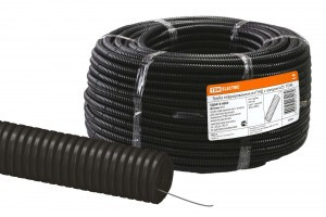 TDM РЭМЗ труба гофр. ПНД d25 с зондом 75м черная, легкая (цена за 1м) (75!) SQ0413-0003