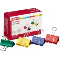 Зажим для бумаг Attache, 41 мм, 12 шт., цветные, в карт.коробке 723551