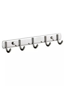 POTATO Вешалка (планка) (SUS) для ванной настенная с пятью крючками 360 мм, хром, P141-5