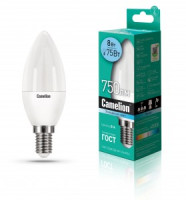 Camelion Свеча E14 8W(750lm 220°) 4500K 4K матов. 106x37 пластик LED8-C35/845/E14