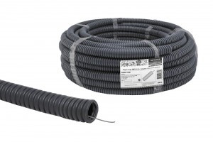 TDM РЭМЗ труба гофр. ПВХ d16 с зондом 100м темно-серая легкая (цена за 1м) Народн (100) SQ0401-0301