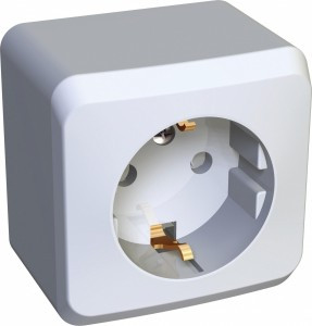 Systeme Electric Этюд роз. ОУ 1 мест. бел. (пл.осн., земля, штор.) PA16-004B (17!)