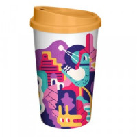 Стакан с крышкой &quot;Городские фантазии&quot; 400мл пластик, декор, белый 435239416 Бытпласт